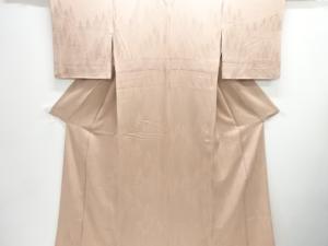 北出与三郎謹製 木立模様織り出し一つ紋付け下げ単衣色無地着物